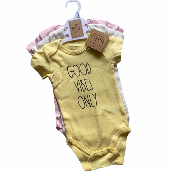NEW Rae Dunn baby set good vibes only onesies - Picture 2 of 6